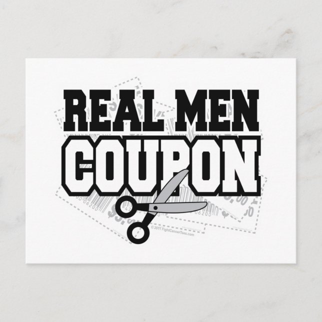 Real Men Coupon Postcard (Front)