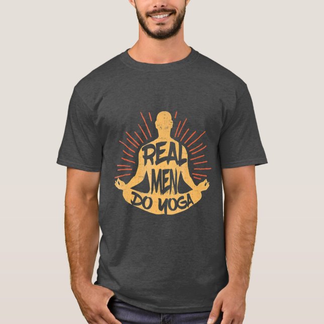 Real Men Do Yoga  Man Yoga Pose T-Shirt (Front)