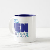 Real Men Drink Tea (blue) Two-Tone Coffee Mug (Front Left)