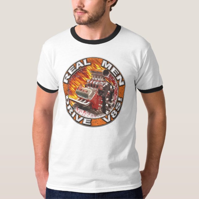 Real Men Drive V8s Ringer Shirt (Front)