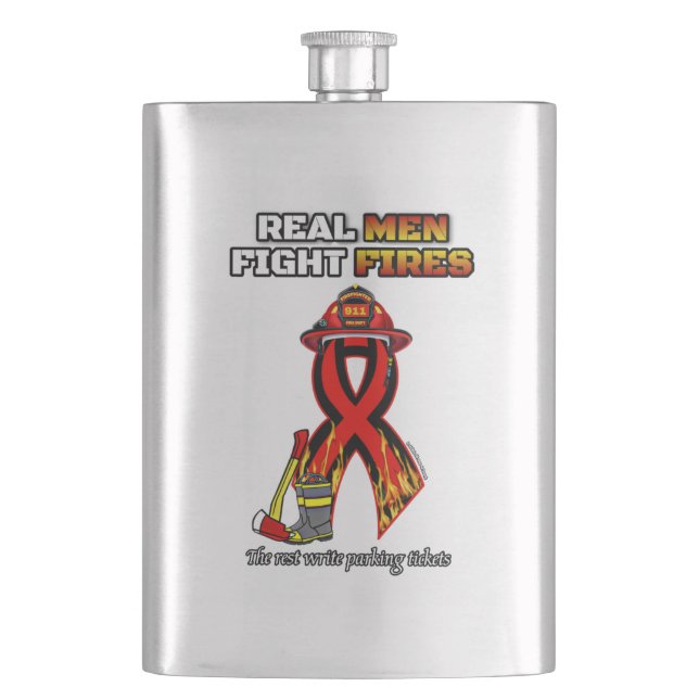 REAL MEN FIGHT FIRES FLASK (Front)