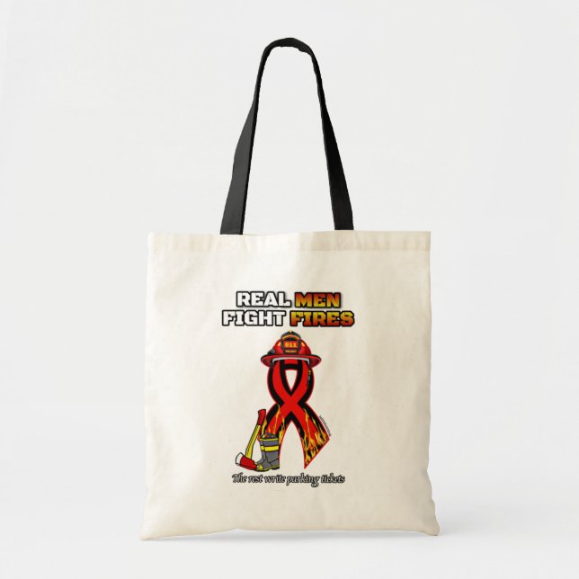 REAL MEN FIGHT FIRES TOTE BAG (Front)