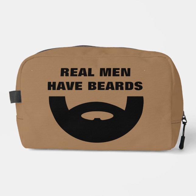 Real men have beards funny brown toiletry bag gift (Front)