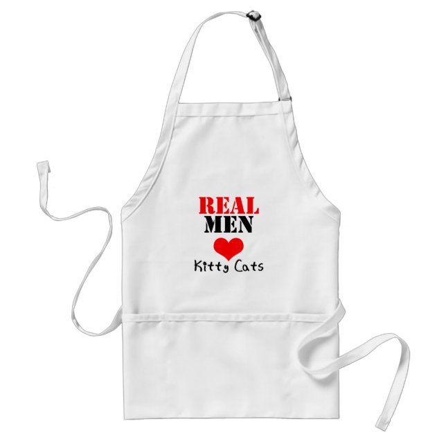 Real Men Heart (Love) Kitty Cats Adult Apron (Front)