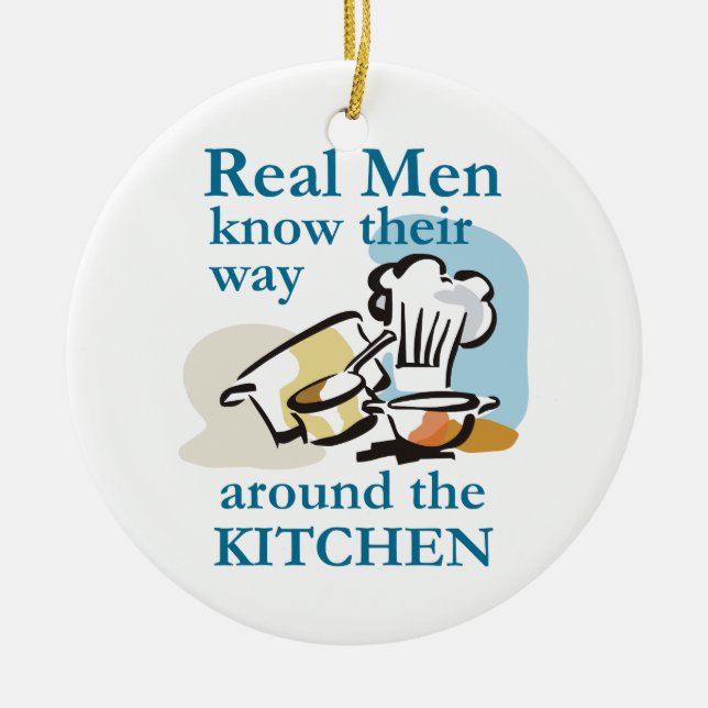 Real Men Know Ceramic Ornament (Front)