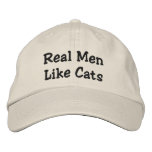 Real Men Like Cats Embroidered Baseball Cap at Zazzle