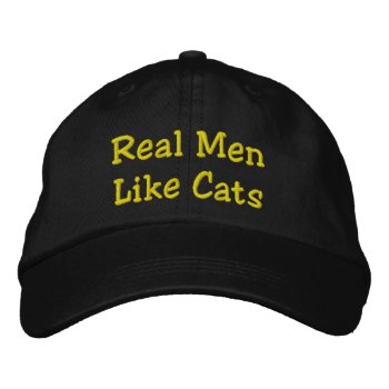 Real Men Like Cats Embroidered Baseball Hat by Victoreeah at Zazzle