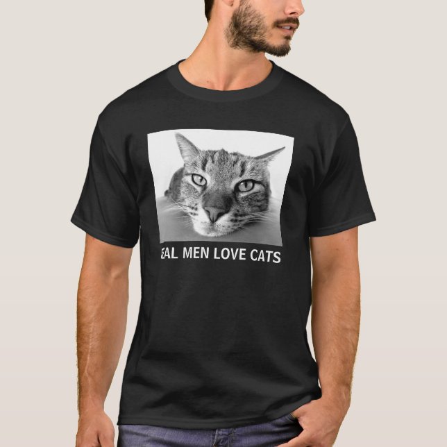 Real Men Love Cats, Black T-shirt (Front)