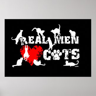 Real men love cats, cats have 9 lives poster