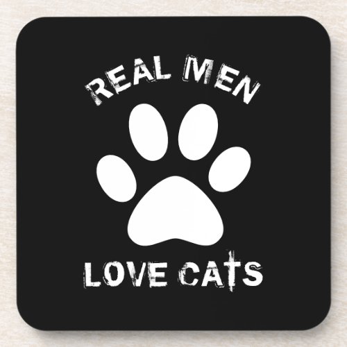 Real Men Love Cats Custom Text Personalized Beverage Coaster