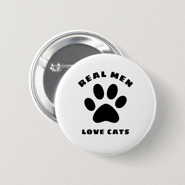 Real Men Love Cats Custom Text Personalized Button (Front & Back)