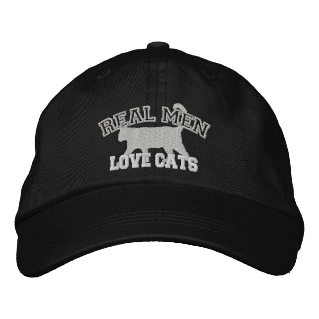 Real Men Love Cats Embroidered Baseball Cap (Front)