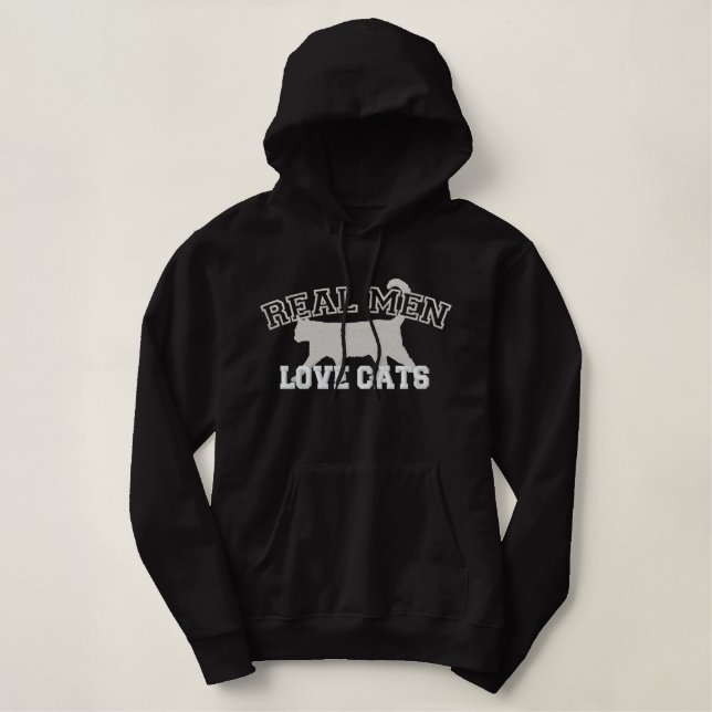 Real Men Love Cats Embroidered Hoodie (Design Front)