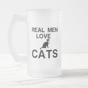 REAL MEN LOVE CATS FROSTED GLASS BEER MUG