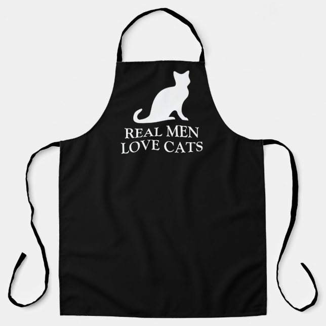 Real men love cats funny BBQ cooking apron for him (Front)