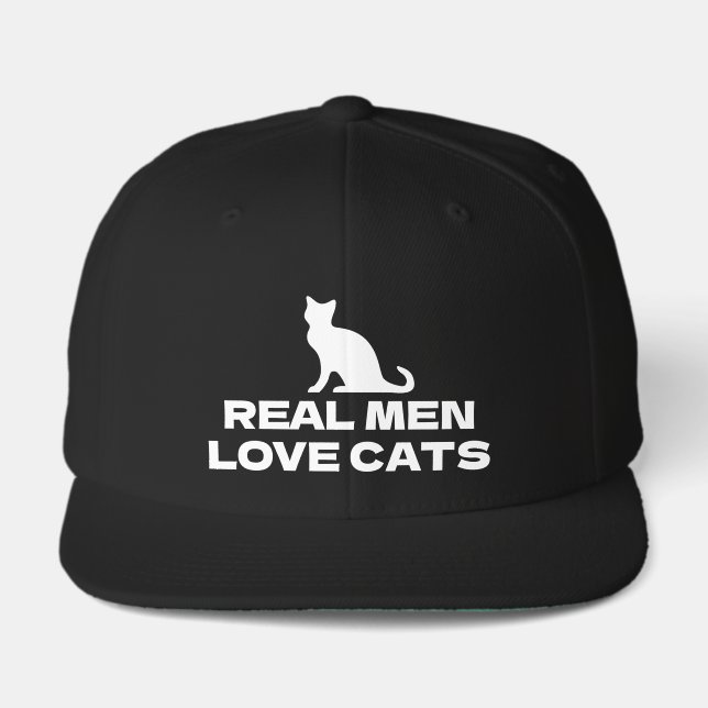 Real Men Love Cats funny black cap for cat lover (Front)