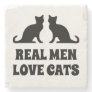 Real men love cats funny drink marble stone coaster