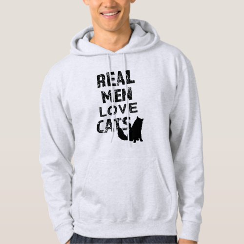 Real Men Love Cats funny mens hoodie