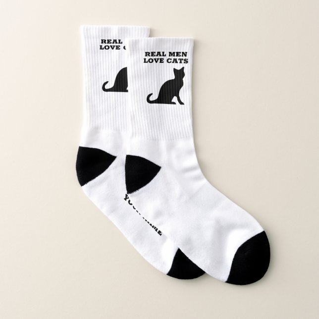 Real Men Love Cats funny socks for male cat lover (Pair)