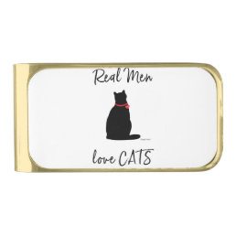 Real-Men-love-Cats, Graphic Cool Gold Finish Money Clip