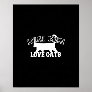 Real Men Love Cats Graphic Design on Black Decor