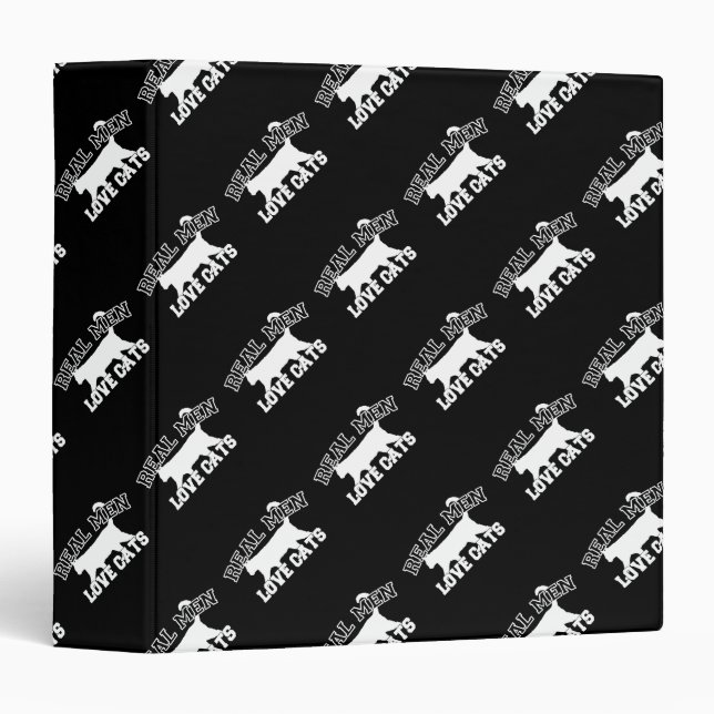 Real Men Love Cats Graphic Design on Black Decor Binder (Front/Spine)