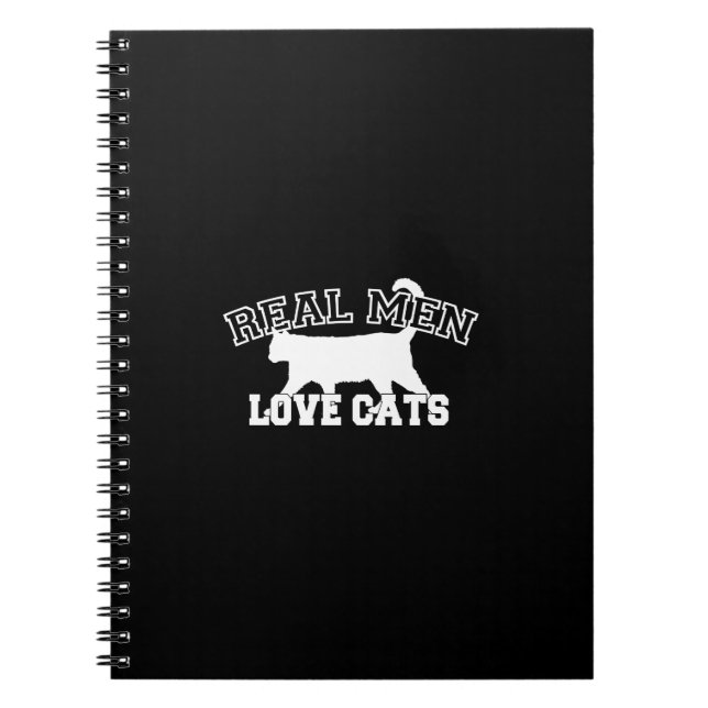 Real Men Love Cats Graphic Design on Black Decor Notebook (Front)
