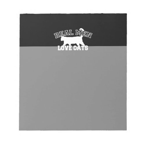 Real Men Love Cats Graphic Design on Black Decor Notepad