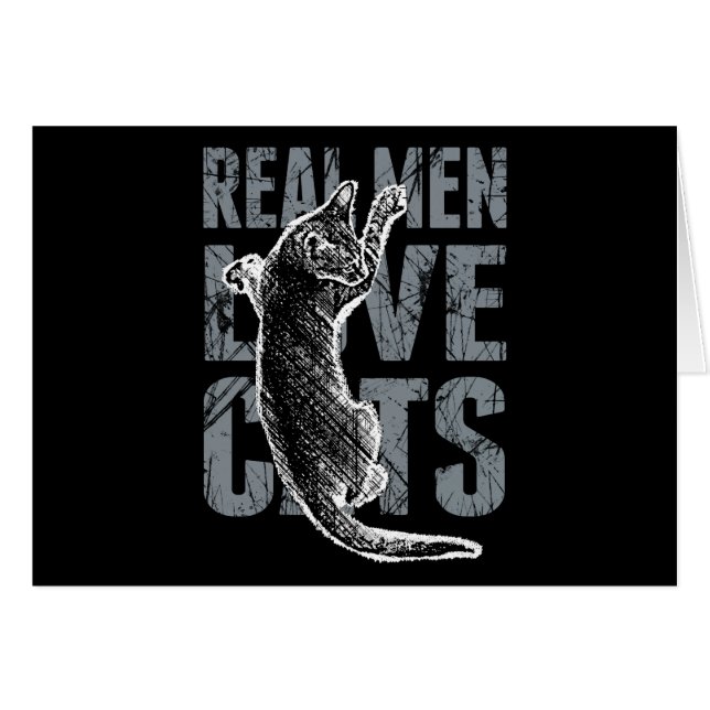 Real Men Love Cats in Distressed Style Cards (Front Horizontal)