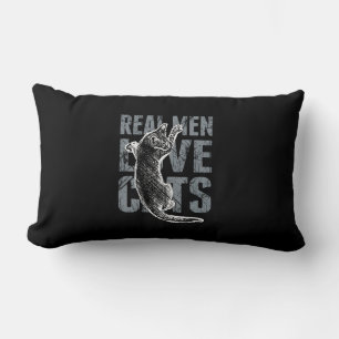 Real Men Love Cats in Distressed Style Lumbar Pillow