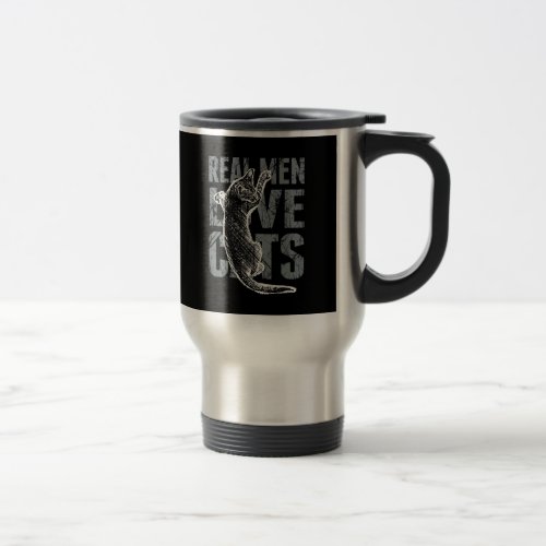 Real Men Love Cats in Distressed Style Travel Mug