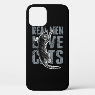 Real Men Love Cats in Grunge Style Black iPhone 12 Case
