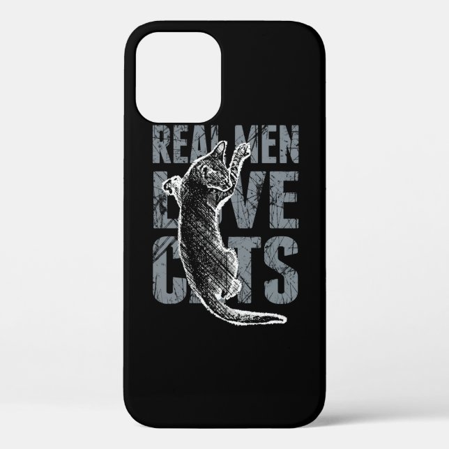 Real Men Love Cats in Grunge Style Black Case-Mate iPhone Case (Back)