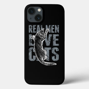 Real Men Love Cats in Grunge Style Black iPhone 13 Case