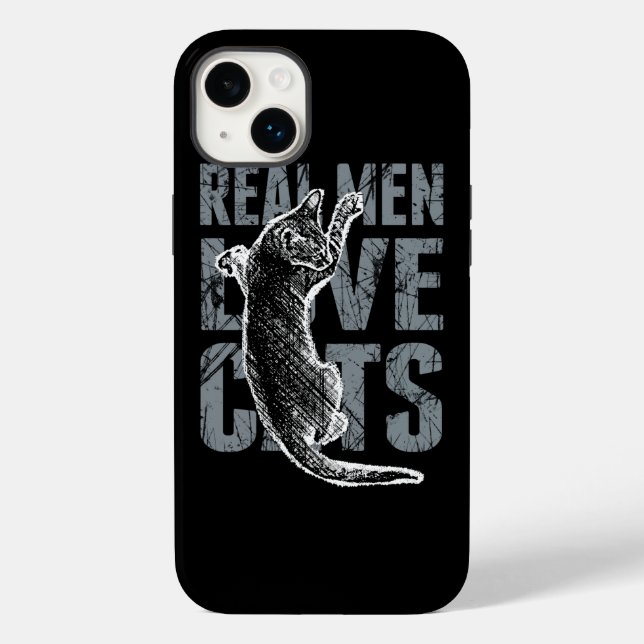 Real Men Love Cats in Grunge Style Black Case-Mate iPhone Case (Back)