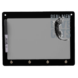 Real Men Love Cats in Grunge Style on Black Dry Erase Board With Keychain Holder