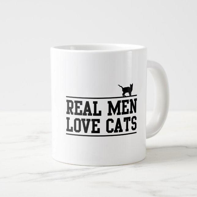 Real Men Love Cats Large Coffee Mug (Front Right)