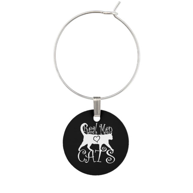 Real Men Love Cats Logotype Wine Charm (Front)