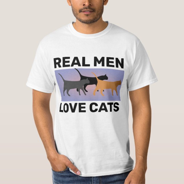 REAL MEN LOVE CATS, MEN'S CAT T-SHIRTS (Front)