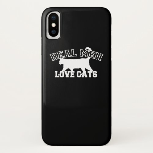 Real Men Love Cats on black background iPhone XS Case