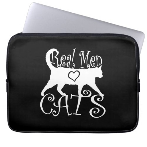 Real Men Love Cats on Black Laptop Sleeve