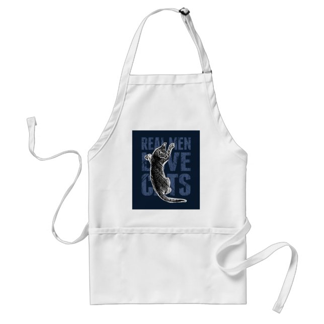 Real Men Love Cats on blue steel Adult Apron (Front)