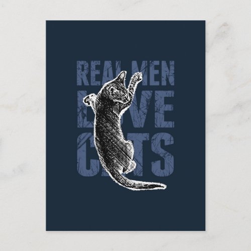 Real Men Love Cats on blue steel Postcard