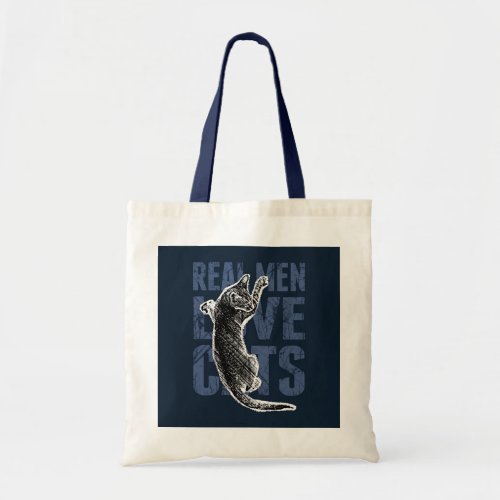 Real Men Love Cats on blue steel Tote Bag