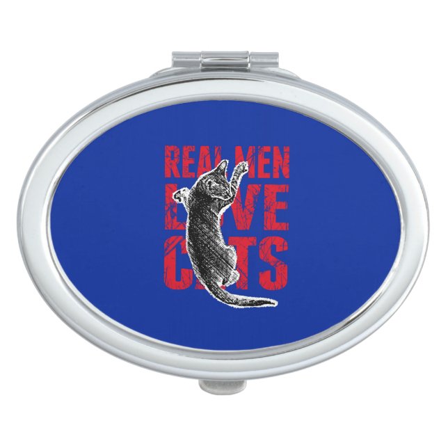Real Men Love Cats on Blue Vanity Mirror (Front)