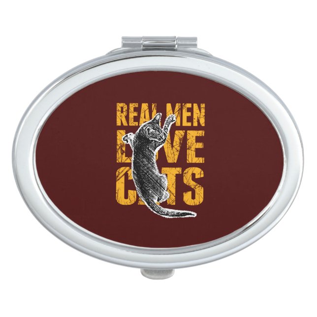 Real Men Love Cats on burgundy red Mirror For Makeup (Front)