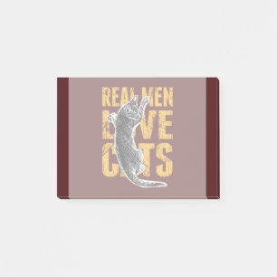Real Men Love Cats on burgundy red Post-it Notes