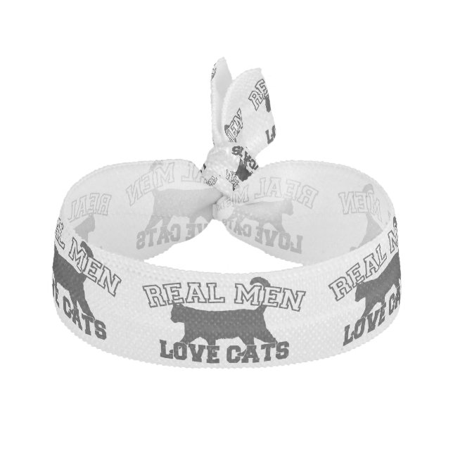 Real Men Love Cats Ribbon Hair Tie (Front)