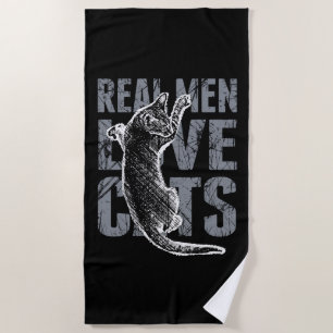 Real Men Love Cats Scratchy Style Beach Towel