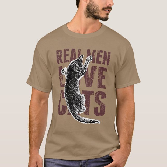 Real Men Love Cats Scratchy Style T-Shirt (Front)